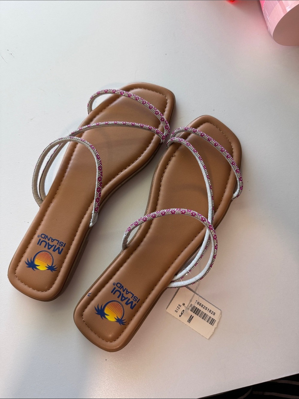 Maui Island pink rhinestone sandals